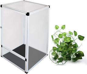 img 4 attached to REP BUDDY: Premium 18x18x31.5 Inches Aluminum Screen Cage for Reptiles and Amphibians - Silver Habitat Enclosure with Decorative Leafs - Ideal for Chameleon, Butterfly, Bearded Dragon, and Snake