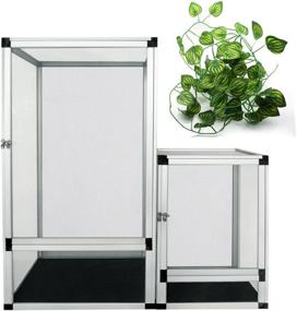 img 3 attached to REP BUDDY: Premium 18x18x31.5 Inches Aluminum Screen Cage for Reptiles and Amphibians - Silver Habitat Enclosure with Decorative Leafs - Ideal for Chameleon, Butterfly, Bearded Dragon, and Snake