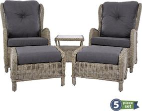 img 2 attached to Vivere Southampton 5-Piece Reclining Rattan Patio Furniture Set