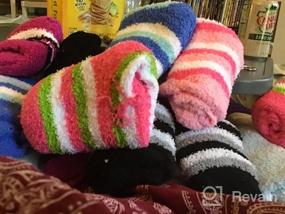 img 5 attached to 12 Pairs Women'S & Girls' Fuzzy Non-Skid Gripper Socks - Warm Winter Slipper Bulk Pack
