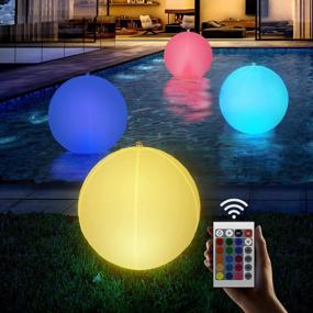 img 4 attached to KERNOWO 16'' Solar Floating Pool Lights With Remote, Inflatable Glow Ball Lights With 16 Colors 4 Modes Changing Night Lights, IP68 Waterproof Pool Accessories For Swimming Pool, Lawn, Beach, 4 PCS