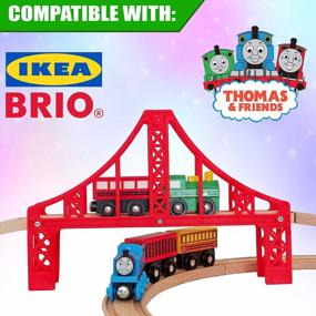 img 2 attached to Wooden Train Set 12 PCS Magnetic Engines 3 Bonus Animals Deluxe Toys Kids Toddler Boys Girls Compatible Thomas Railway Brio Tracks Major Brands