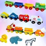 деревянный набор поездов 12 шт. магнитные двигатели 3 бонусных животных роскошные игрушки дети малыш мальчики девочки совместимость thomas railway brio tracks основные бренды logo