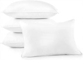 img 4 attached to 4 Pack DOWNLITE Hotel Style Hypoallergenic Down Alternative Pillows – Soft/Medium Density, Standard/Queen Size 20X28