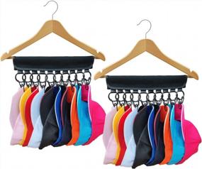img 4 attached to 2Pcs Hat Organizer Hangers For Closet - 10 Large Clip Cap Holder, Suitable For Standard Size Hangers (Black)