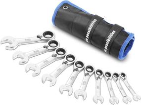 img 4 attached to 10-Piece Prostormer Stubby Ratcheting Wrench Set, Reversible With 72-Teeth Box End And Open End Combination. SAE Sizes 5/16" To 3/4". Includes Rolling Pouch And Made With CR-V Material.