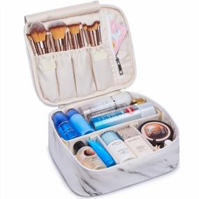 img 3 attached to Organize Your Beauty Essentials With A Large Marble Cosmetic Bag For Women On-The-Go