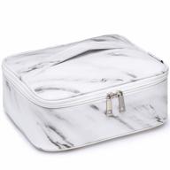 organize your beauty essentials with a large marble cosmetic bag for women on-the-go logo