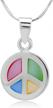 chuvora sterling silver mother of pearl shell peace love symbol sign necklace 18'' multi-colored logo