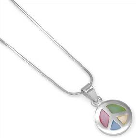 img 2 attached to CHUVORA Sterling Silver Mother Of Pearl Shell Peace Love Symbol Sign Necklace 18'' Multi-Colored