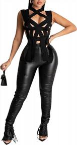 img 3 attached to Women'S High Waisted Faux Leather Leggings Pants - Sexy Look.