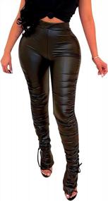 img 4 attached to Women'S High Waisted Faux Leather Leggings Pants - Sexy Look.