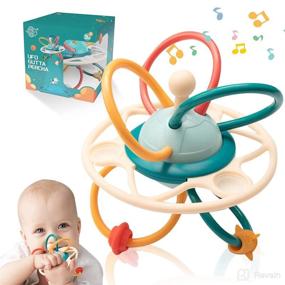 img 4 attached to 👶 Baby Teething Toys: Rattle, Sensory Teether, and Hand Catching Ball for Babies 0-12 Months