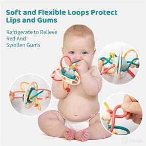 img 1 attached to 👶 Baby Teething Toys: Rattle, Sensory Teether, and Hand Catching Ball for Babies 0-12 Months