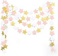 add sparkle to your event with cocoscent's glitter paper garland - 5 pack/33ft star type pink white gold circle dots for weddings, birthdays, baby showers & more! logo