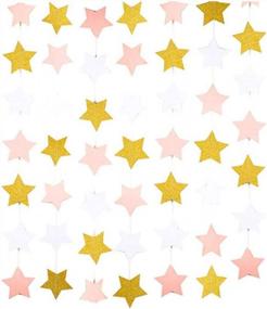 img 2 attached to Add Sparkle To Your Event With COCOScent'S Glitter Paper Garland - 5 Pack/33Ft Star Type Pink White Gold Circle Dots For Weddings, Birthdays, Baby Showers & More!