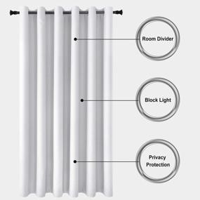 img 2 attached to DWCN Room Divider Curtain Total Privacy Thermal Blackout Grommet Curtains For Patio Door, Living Room, Bedroom Partition Shared Office Space 8.3Ft Wide X 7Ft Tall Greyish White