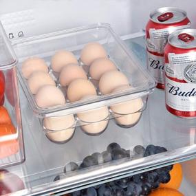 img 2 attached to Ambergron Stackable Egg Holder Organizers For Kitchen, Refrigerator, Freezer - Set Of 2 Clear Plastic Trays With Lids For BPA-Free Storage Of Up To 12 Eggs On Fridge, Pantry, And Countertop
