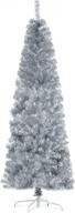 6-футовая неосвещенная тонкая искусственная рождественская елка из пихты дугласа с 618 реалистичными ветвями и кончиками, серебристая - homcom логотип