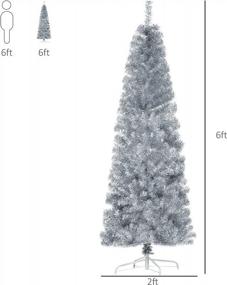 img 2 attached to 6-футовая неосвещенная тонкая искусственная рождественская елка из пихты Дугласа с 618 реалистичными ветвями и кончиками, серебристая - HOMCOM