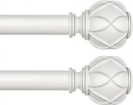 kamanina ivory white telescoping 1-inch single drapery rod 28-48 inches (2.3-4 feet) with netted texture finials - set of 2 логотип