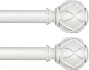 img 4 attached to KAMANINA Ivory White Telescoping 1-Inch Single Drapery Rod 28-48 Inches (2.3-4 Feet) With Netted Texture Finials - Set Of 2