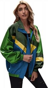 img 4 attached to Women'S Lightweight Color Block Zip Up Windbreaker Jacket Coat Patchwork Sport Outerwear By SweatyRocks