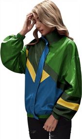 img 1 attached to Women'S Lightweight Color Block Zip Up Windbreaker Jacket Coat Patchwork Sport Outerwear By SweatyRocks