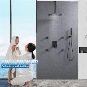 img 3 attached to Oil Rubbed Bronze Rain Shower System With Body Spray, 12In Ceiling Mounted Rainfall Faucet Complete Kit With 3-Way Diverter Valve.