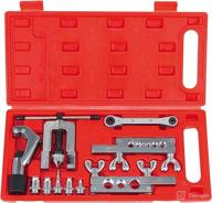 🔧 premium flaring tool kit - single flaring and swaging tool with additional adapters for copper, aluminum, magnesium, soft steel brake line & brass tubing - 45° single flare логотип