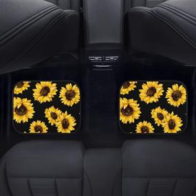 img 2 attached to Sunflower Car Accessory Set - Freewander Front Rear Floor Foot Mat, Steering Wheel Cover, and Anti-Slip Car Floor Mat, 5-Piece Universal Fit Interior Decorations for Automotive