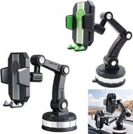 🚗 hiyitks car phone holder mount: universal one-button pop-up suction cup stand in green & black logo