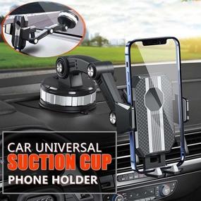 img 2 attached to 🚗 HIYITKS Car Phone Holder Mount: Universal One-Button Pop-up Suction Cup Stand in Green & Black