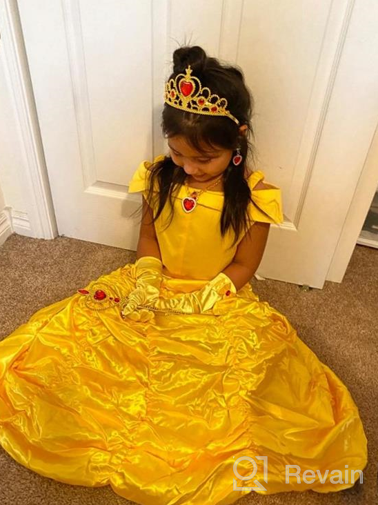 img 1 attached to Yellow Layered Princess Costume Dress With Accessories For Little Girls By ReliBeauty review by Davaun Pritchard