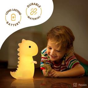 img 1 attached to 🦖 Getallfun Cute LED Nightlight - Trexy Dinosaur Night Light Squishy T-Rex Silicone Bedside lamp with Remote, 9 Color Touch Sensor, Dino USB Rechargeable Night Lamp for Boys Girls - Nursery Decor Gift for Kid