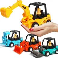 friction-powered construction toy bundle - includes excavator, bulldozer, road roller, and lift truck - perfect for toddlers and kids aged 3-6 - push and go vehicles for sandbox playtime fun logo