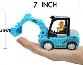 img 3 attached to Friction-Powered Construction Toy Bundle - Includes Excavator, Bulldozer, Road Roller, And Lift Truck - Perfect For Toddlers And Kids Aged 3-6 - Push And Go Vehicles For Sandbox Playtime Fun