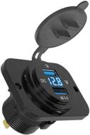 📲 mictuning dual usb charger socket & power outlet with digital voltmeter - blue led light 12-24v for car boat marine mobile - efficient charging solution logo