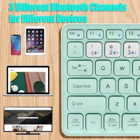 img 3 attached to Портативная беспроводная Bluetooth-клавиатура с возможностью подключения нескольких устройств, перезаряжаемая батарея - совместима с IOS, Android, Windows, Mac, IPhone, iPad, планшетом, ноутбуком - 11 дюймов, зеленый