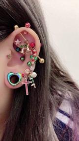 img 2 attached to 316L Stainless Steel Heart Plugs And Tunnels Ear Stretchers Gauges 2G-3/4'' Rainbow Jewseen Ear Expander Piercings Earring