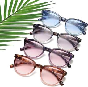 img 2 attached to Stylish Ladies Cateye Readers - 100 Classic 4 Packs of Reading Glasses with Colorful Lens and Flexible Spring Temple, Spring Hinge Fashion Eyeglasses for Women R6045 (1.50)