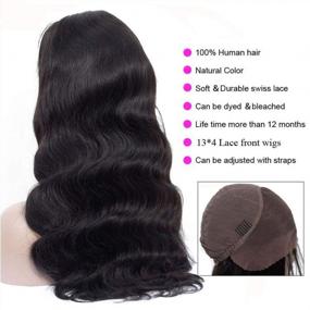 img 1 attached to Body Wave Lace Front Human Hair Wig - Brazilian Virgin Hair 13X4 HD Transparent Lace Front Wig For Black Women With Pre-Plucked Hairline And Baby Hair, 150% Density, 24 Inches By ALLRUN