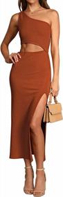img 4 attached to Stylish Women'S Summer One-Shoulder Cutout Maxi Dress With Side Slit For Bodycon Look