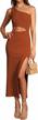 stylish women's summer one-shoulder cutout maxi dress with side slit for bodycon look logo