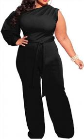 img 3 attached to IyMoo Women'S Sexy Plus Size One Shoulder Wide Leg Long Sleeve Cocktail V Neck Jumpsuits Romper