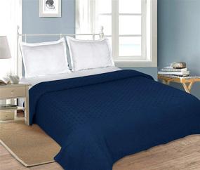 img 1 attached to Glamburg 100% Cotton Bed Blanket, Breathable Bed Blanket Twin Size, Cotton Thermal Blankets Twin Size - Perfect For Layering Any Bed For All Season - Navy