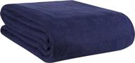 glamburg 100% cotton bed blanket, breathable bed blanket twin size, cotton thermal blankets twin size - perfect for layering any bed for all season - navy logo
