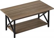 rustic farmhouse coffee table with storage shelf for living room, easy assembly, espresso - large 𝟒𝟑.𝟑" x 𝟐𝟑.𝟔 логотип