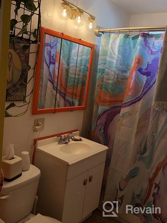 img 1 attached to LIVILAN Marble Shower Curtain, Abstract Shower Curtain, Colorful Shower Curtain, Watercolor Shower Curtain Set With 12 Hooks，Mixed Grey Purple Green Orange, 72 X 72 Inches review by Jermaine Batista