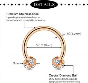 img 2 attached to Versatile Anicina Piercing Jewelry Set: Septum, Horseshoe, Eyebrow, Lip, Tragus, Cartilage & Retainer